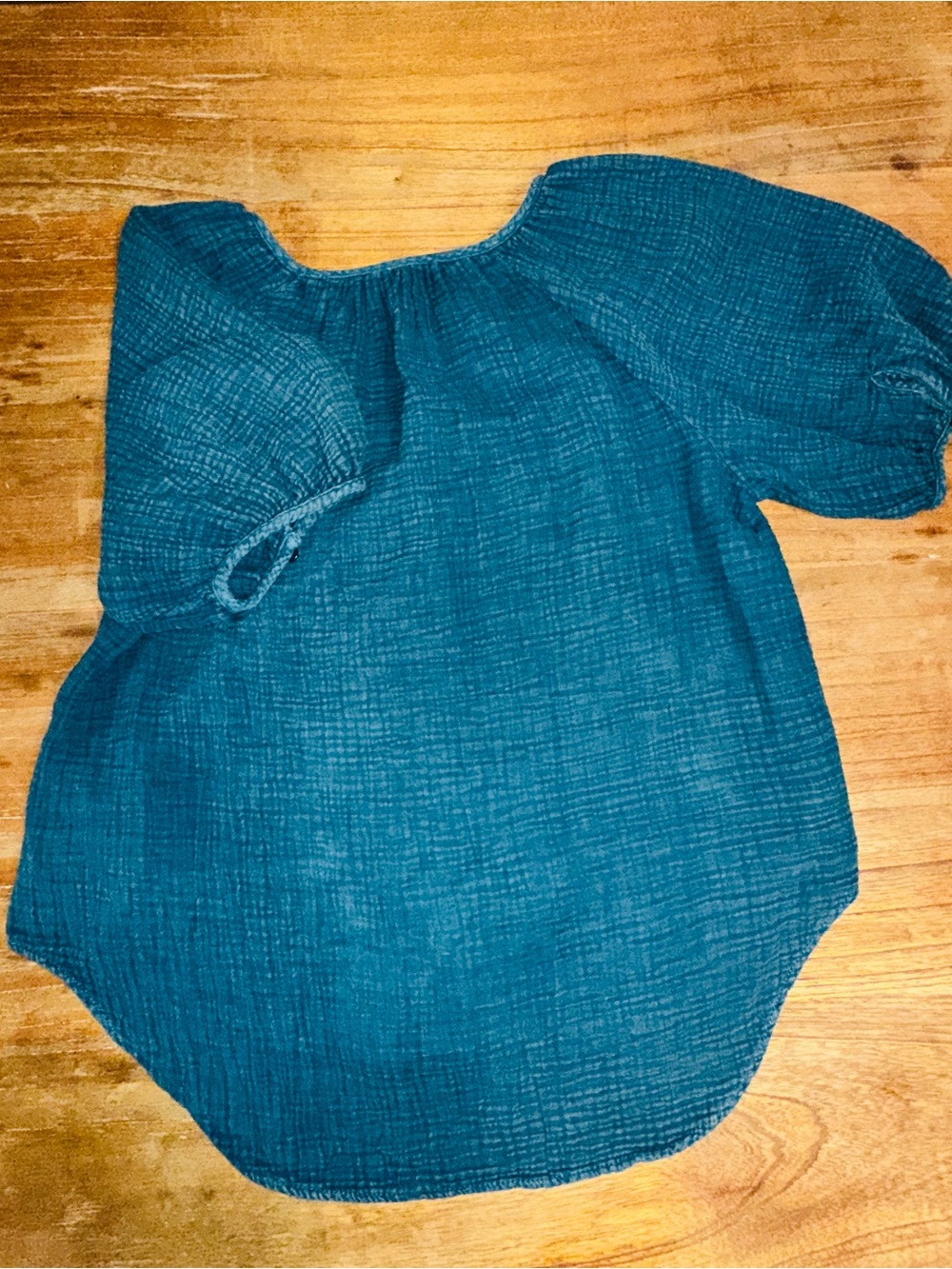 ANTHROPOLOGIE Pilcro Deep Teal Gauze Button-Front Short Sleeve Top - Picture 3 of 6